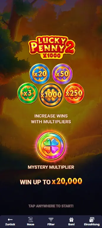 Setting bet size and spinning the reels in Lucky Penny 2